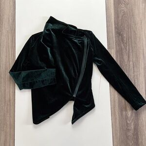 Blank NYC Women’s Funnel Neck Velvet Moto Jacket XS Women’s  Emerald Green